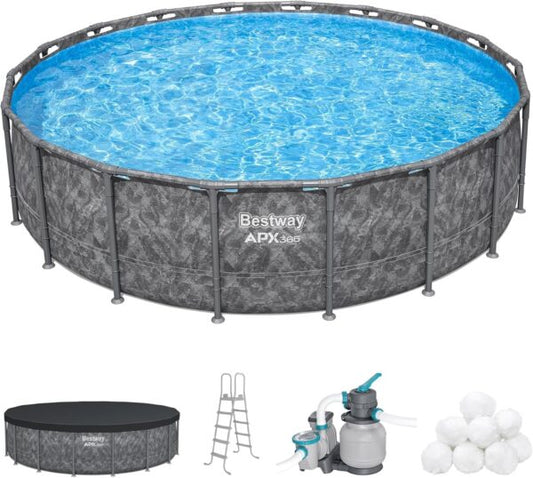 Bestway APX 365 18’x52″ Round Above Ground Swimming Pool Set with Pump & Ladder