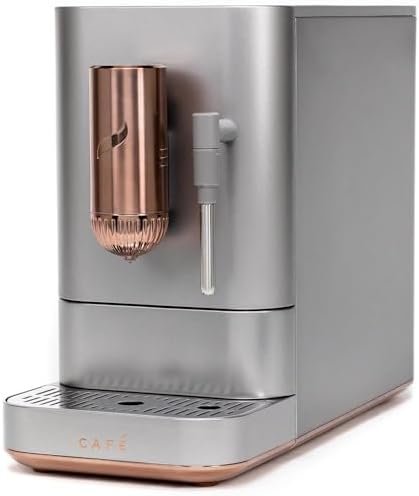 Café Affetto Automatic Espresso Machine + Milk Frother | Built-In & Adjustable Espresso Bean Grinder | One-Touch Brew in 90 Seconds | Steel Silver, 1.2 Liter, (C7CEBBS2RS3)